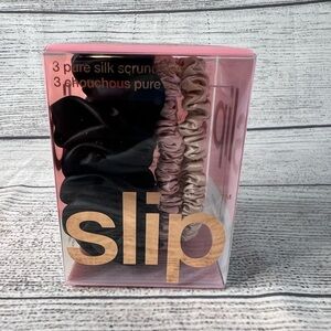 Slip Silk Hair Scrunchies Trio - Black, Caramel, Pink
